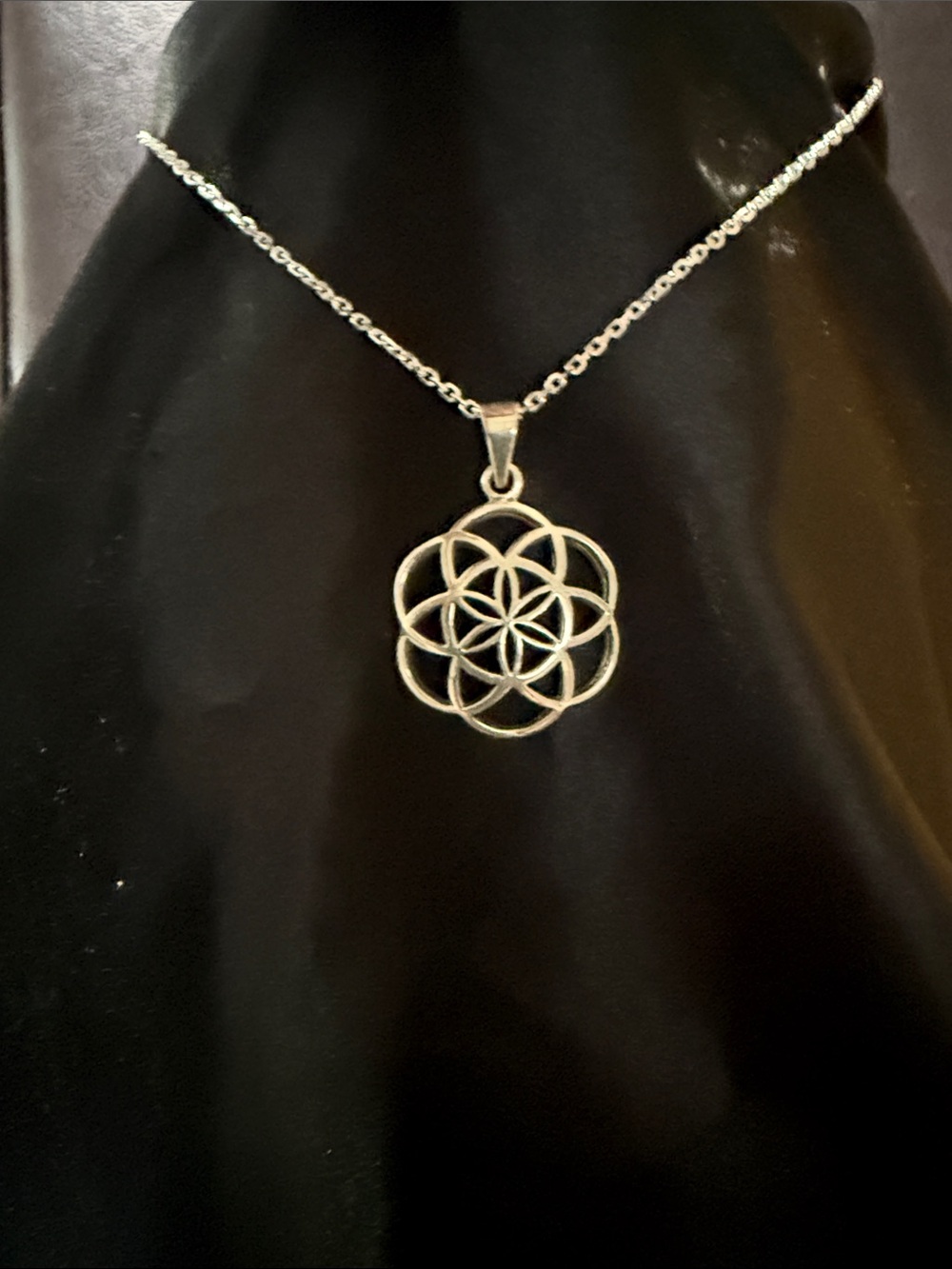 Vintage Sterling Silver 925 Seed of Life Sacred Geometry Pendant Necklace